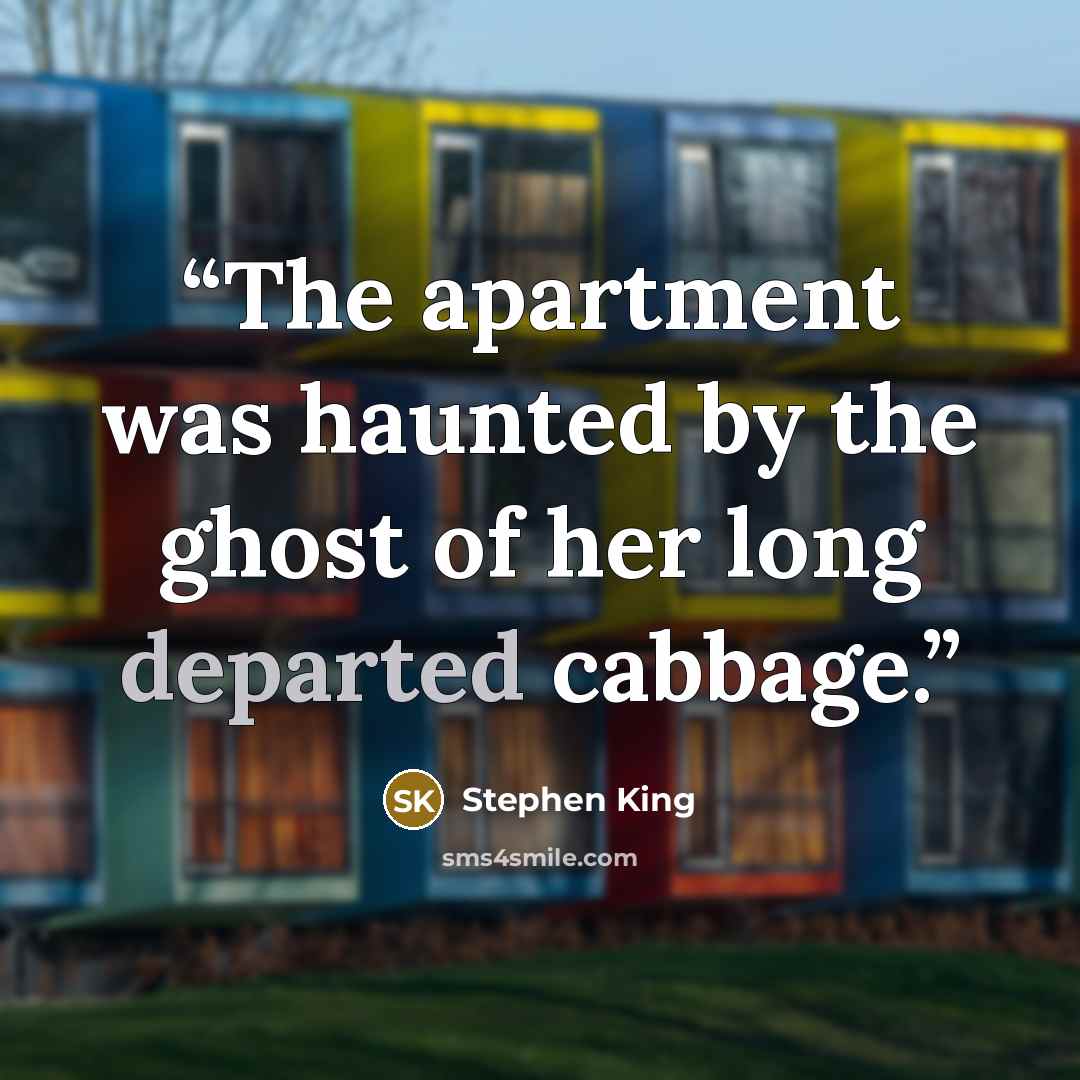 “The apartment was haunted by the ghost of her long departed cabbage.” quote by Stephen King