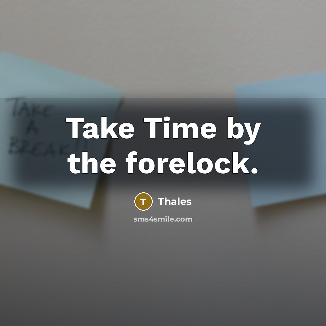 “Take Time by the forelock.” quote by Thales