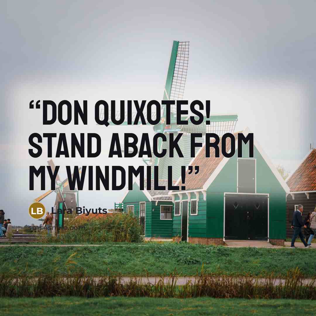 “Don Quixotes! Stand aback from my windmill!” quote by Lara Biyuts