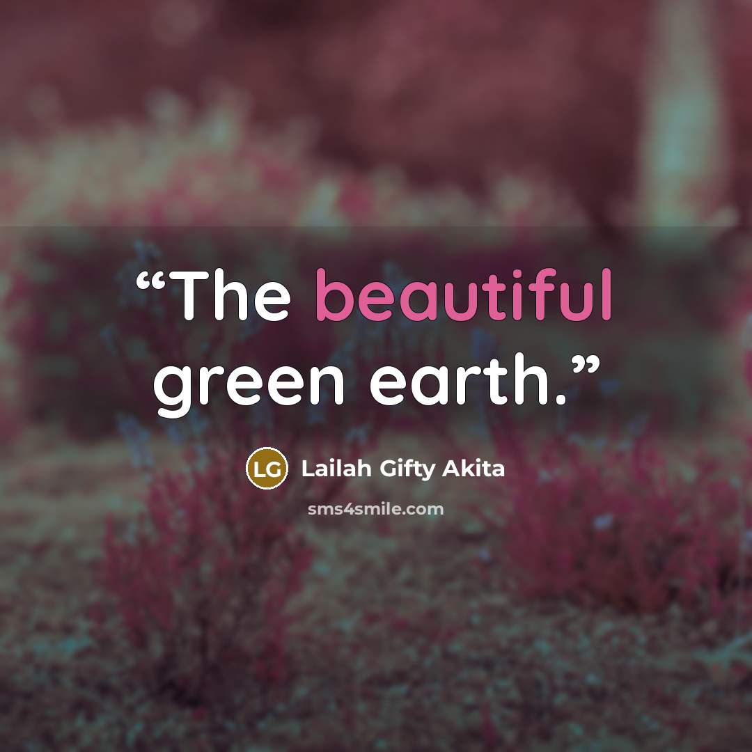 “The beautiful green earth.” quote by Lailah Gifty Akita