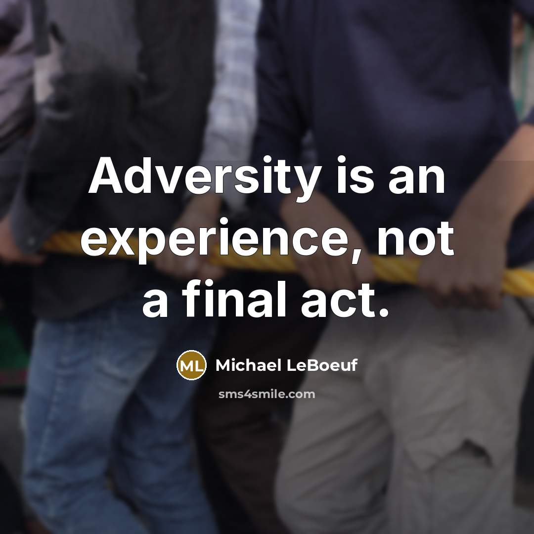 “Adversity is an experience, not a final act.” quote by Michael LeBoeuf