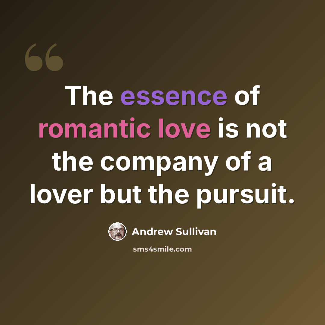 “The essence of romantic love is not the company of a lover but the pursuit.” quote by Andrew Sullivan