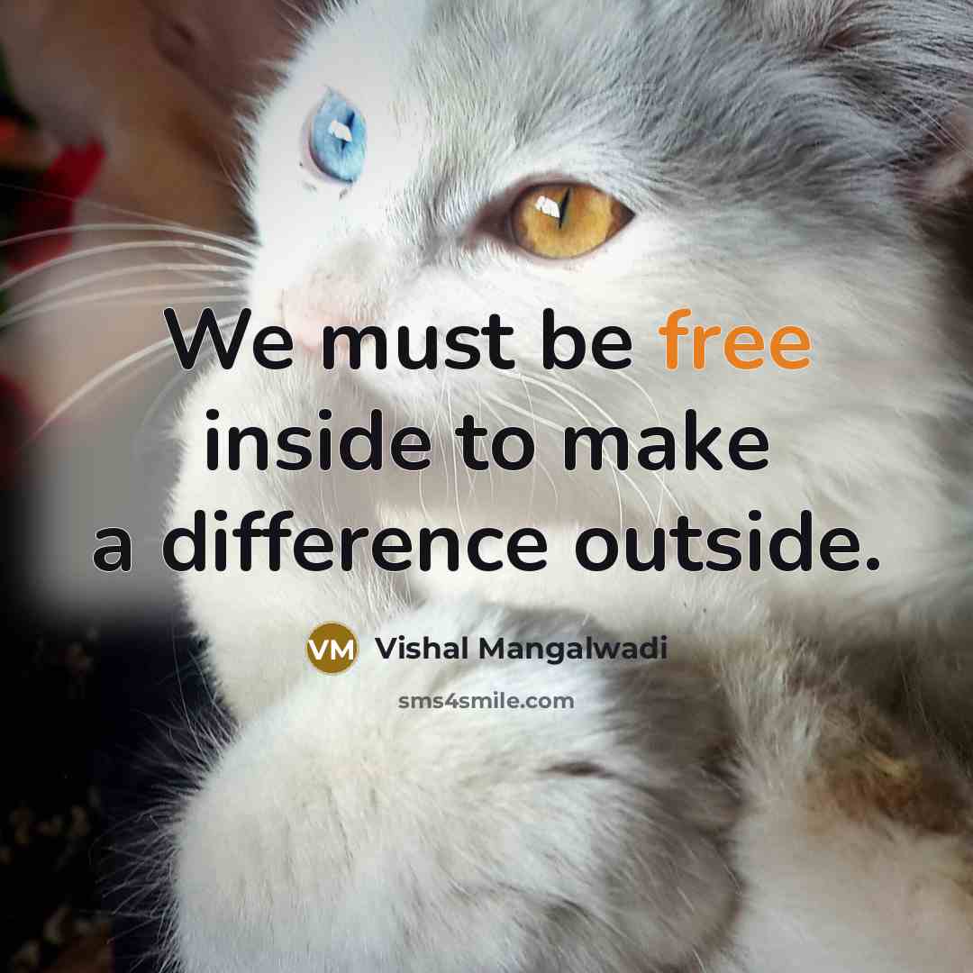 “We must be free inside to make a difference outside.” quote by Vishal Mangalwadi