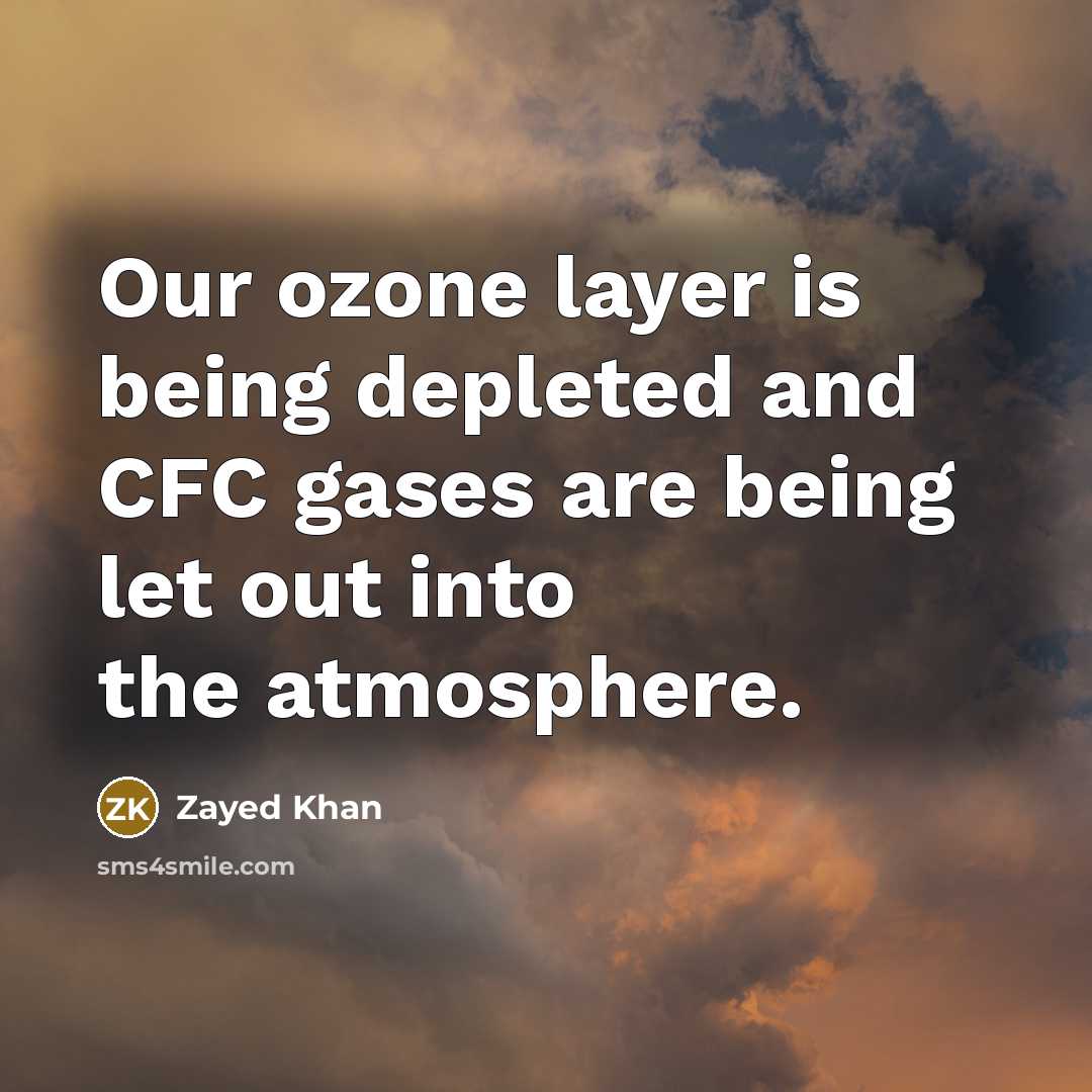 “Our ozone layer is being depleted and CFC gases are being let out into the atmosphere.” quote by Zayed Khan