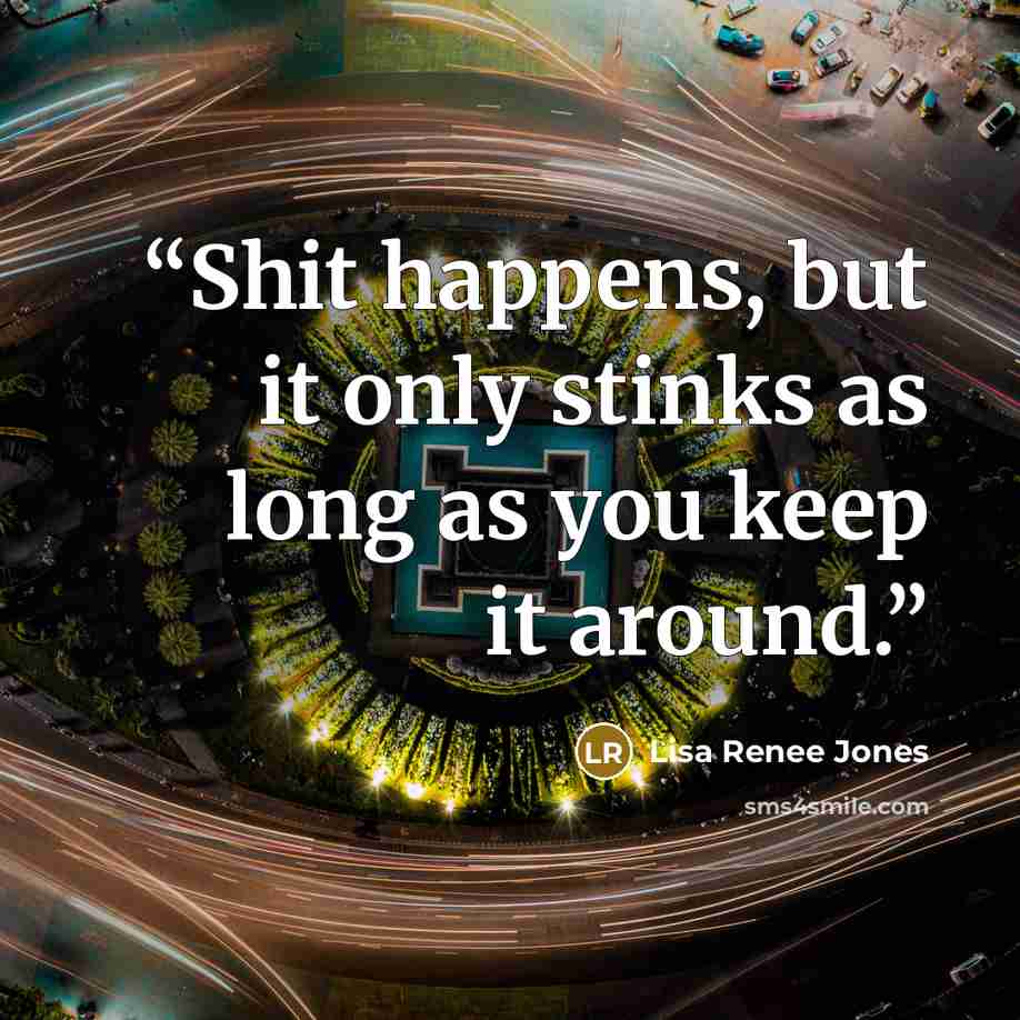 “Shit happens, but it only stinks as long as you keep it around.” quote by Lisa Renee Jones