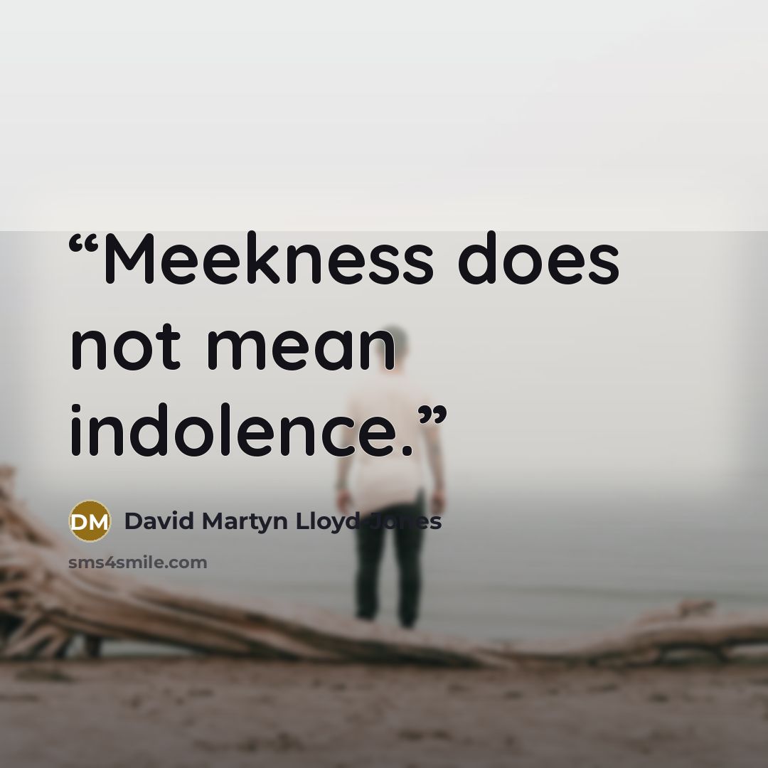 “Meekness does not mean indolence.” quote by David Martyn Lloyd-Jones