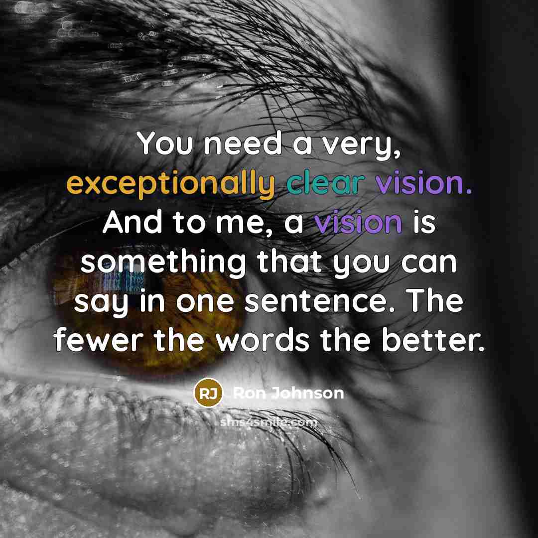 “You need a very, exceptionally clear vision. And to me, a vision is something that you can say in one sentence. The fewer the words the better.” quote by Ron Johnson