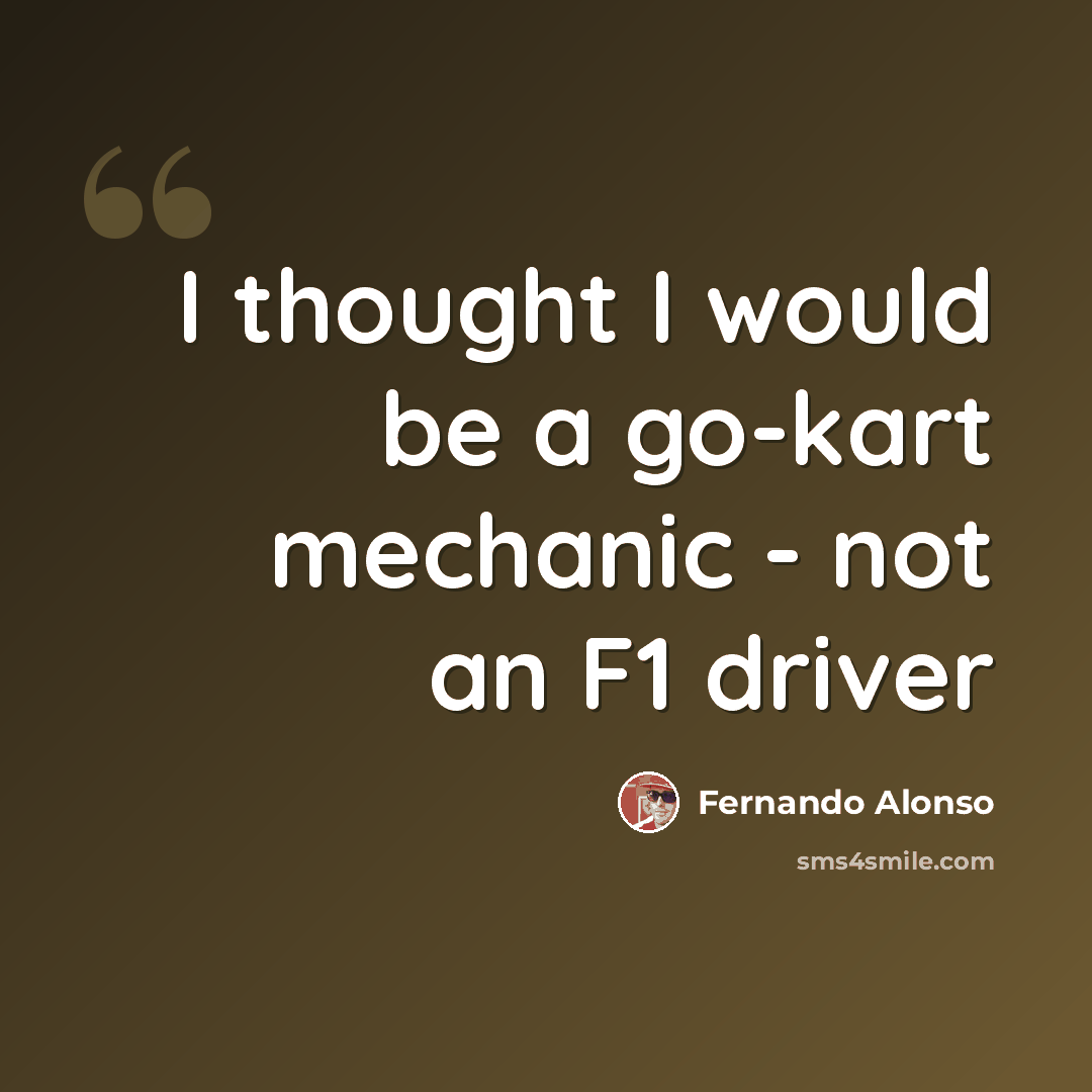 “I thought I would be a go-kart mechanic - not an F1 driver” quote by Fernando Alonso