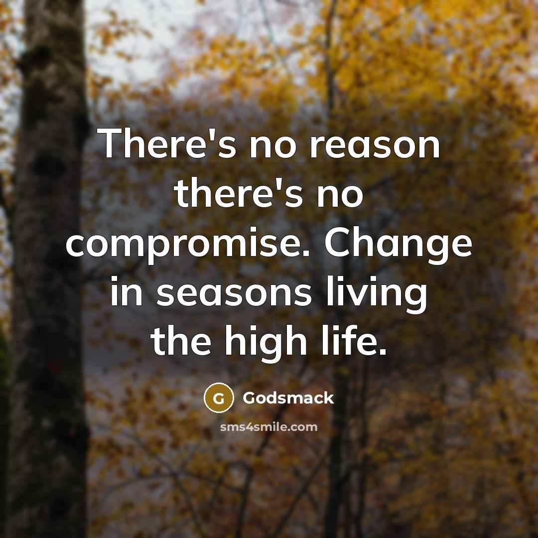 “There's no reason there's no compromise. Change in seasons living the high life.” quote by Godsmack