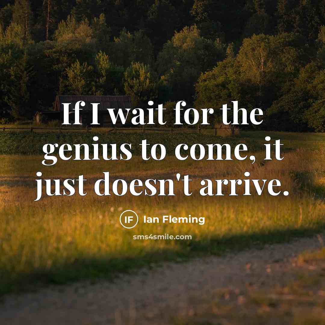 “If I wait for the genius to come, it just doesn't arrive.” quote by Ian Fleming