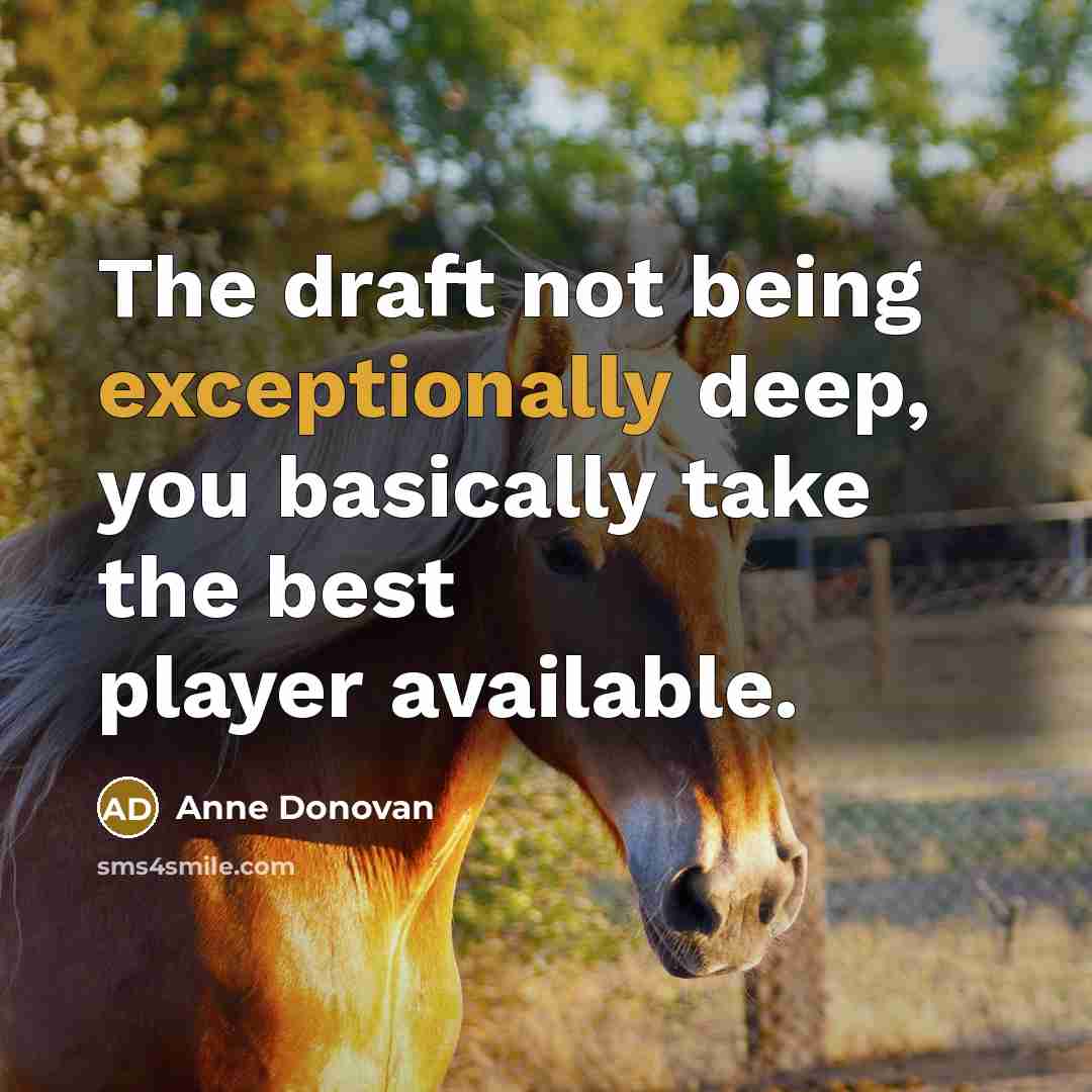 “The draft not being exceptionally deep, you basically take the best player available.” quote by Anne Donovan