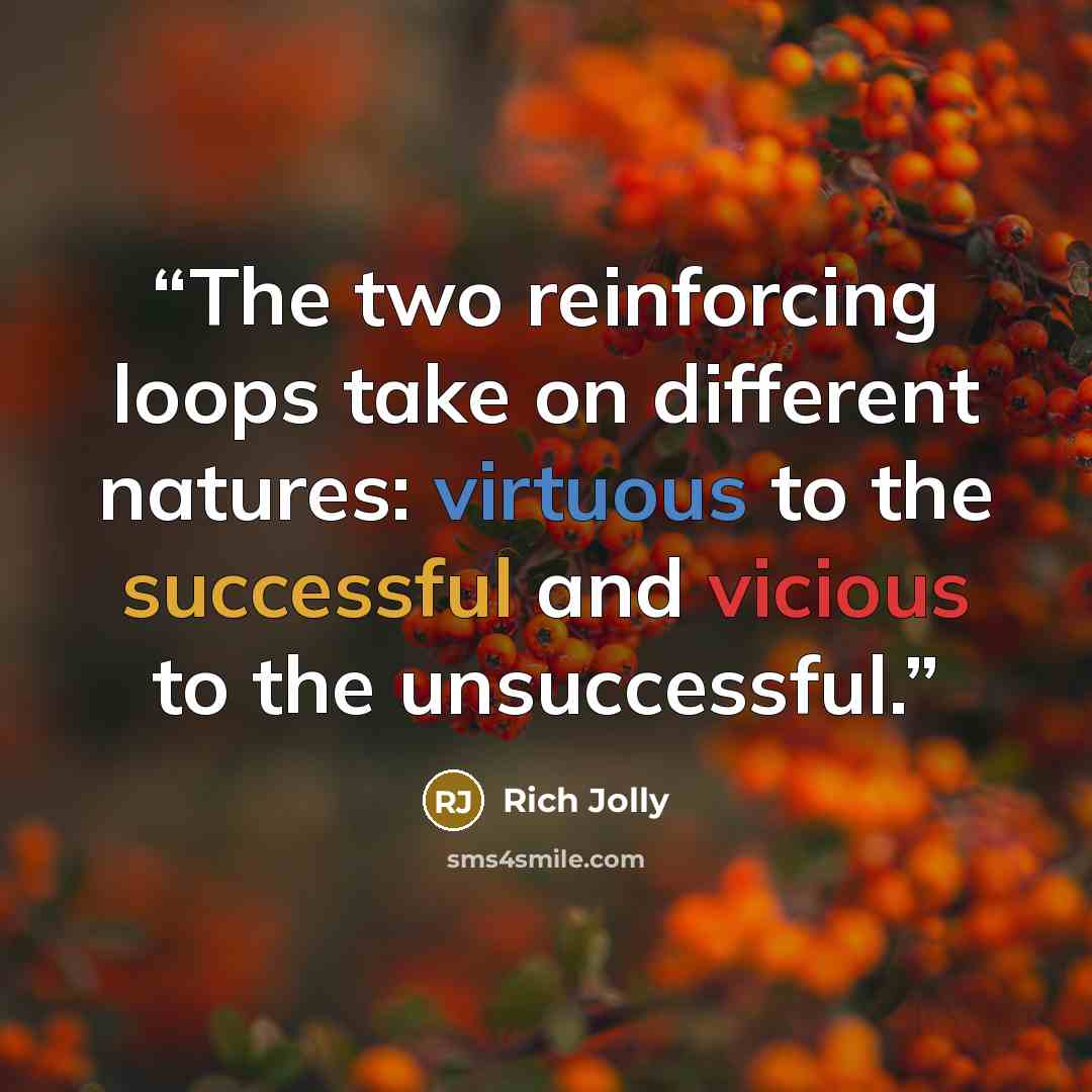 “The two reinforcing loops take on different natures: virtuous to the successful and vicious to the unsuccessful.” quote by Rich Jolly