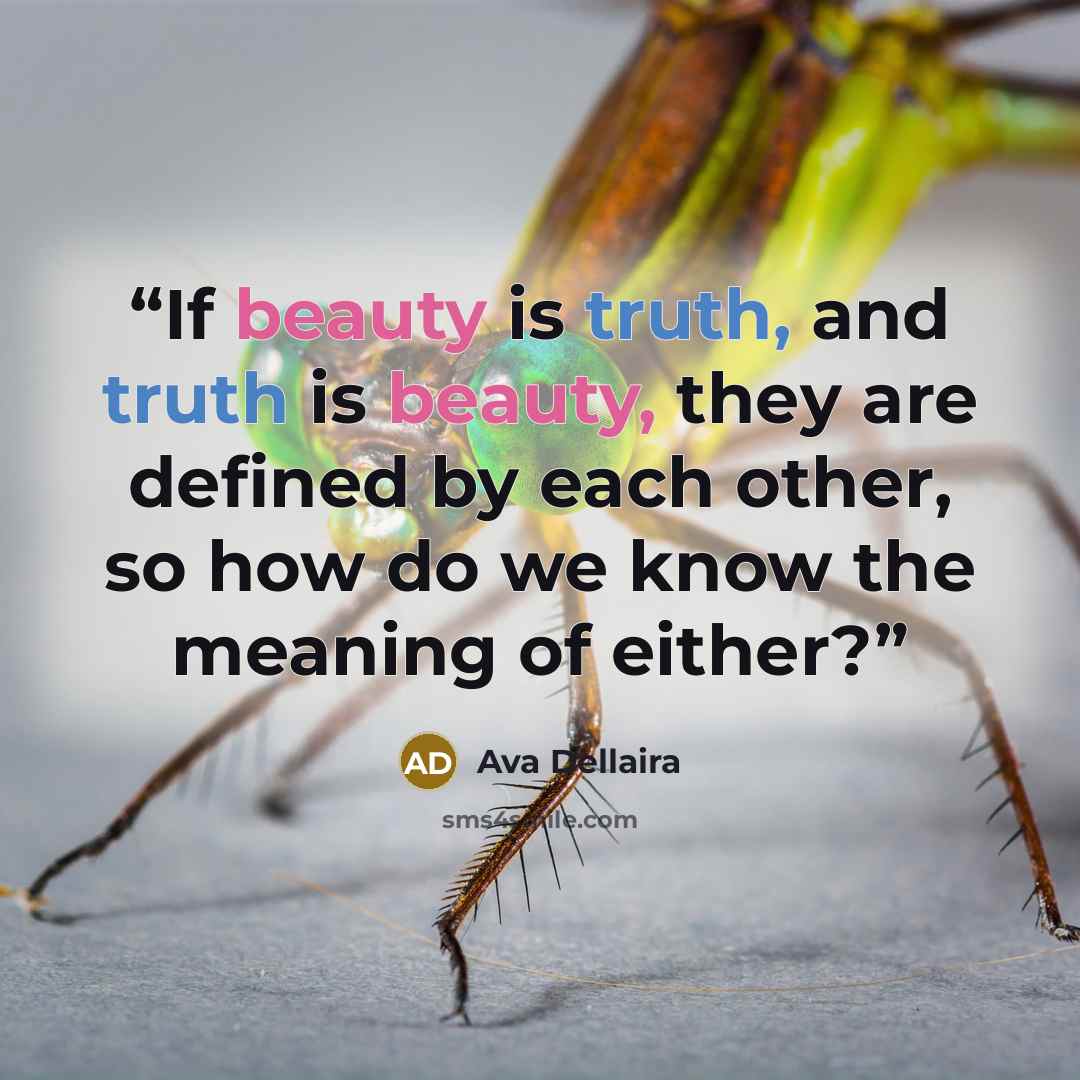 “If beauty is truth, and truth is beauty, they are defined by each other, so how do we know the meaning of either?” quote by Ava Dellaira