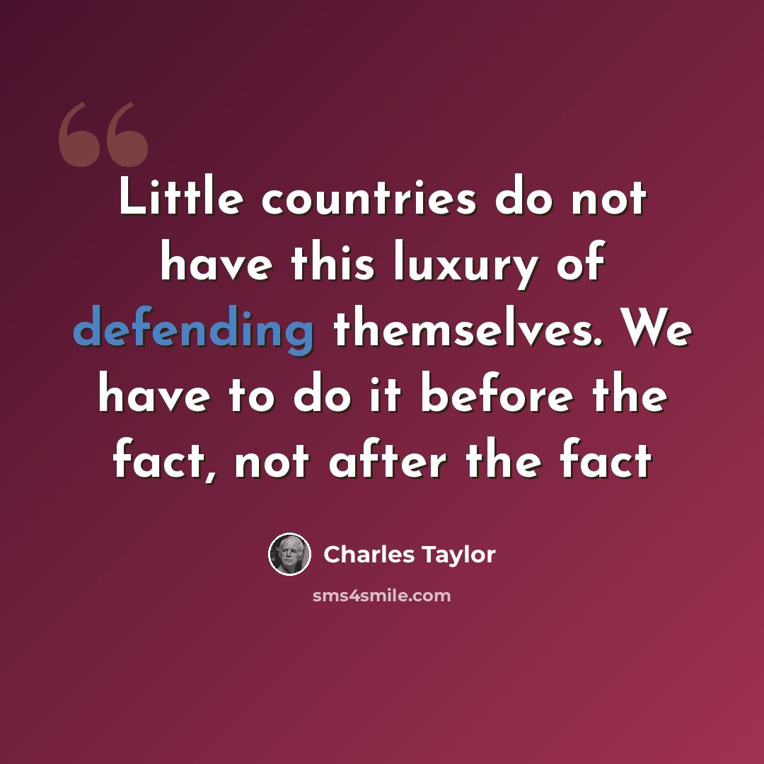 “Little countries do not have this luxury of defending themselves. We have to do it before the fact, not after the fact” quote by Charles Taylor