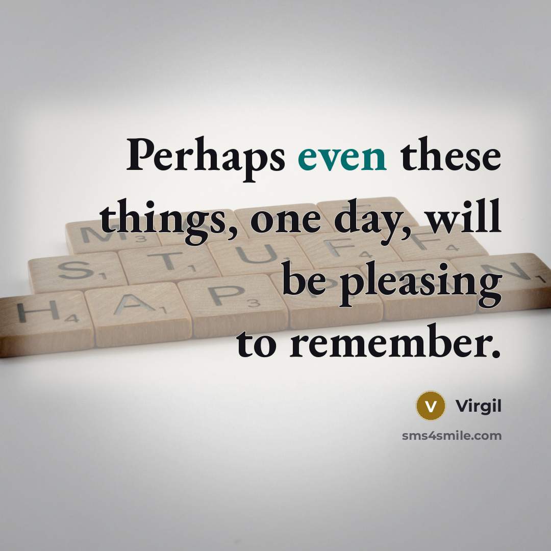 “Perhaps even these things, one day, will be pleasing to remember.” quote by Virgil