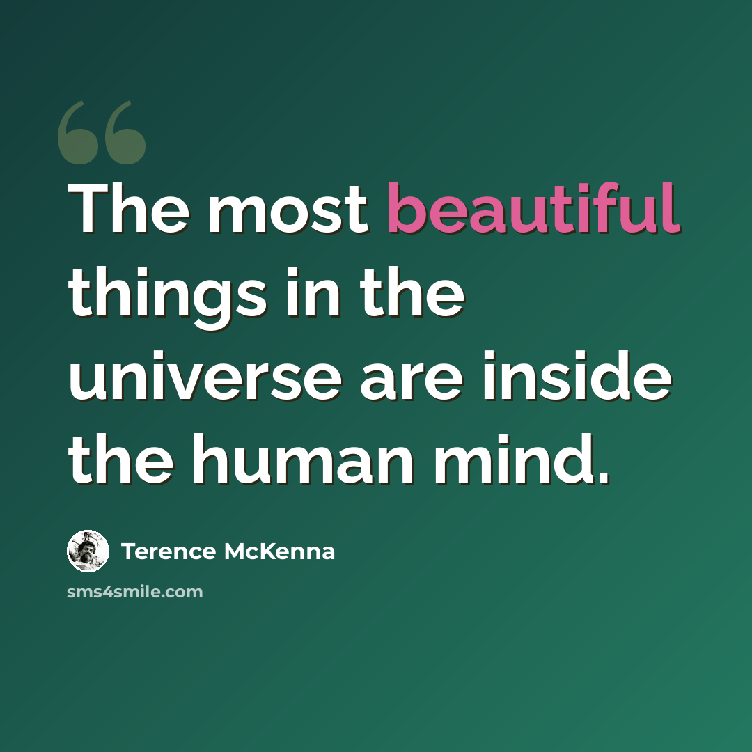 “The most beautiful things in the universe are inside the human mind.” quote by Terence McKenna