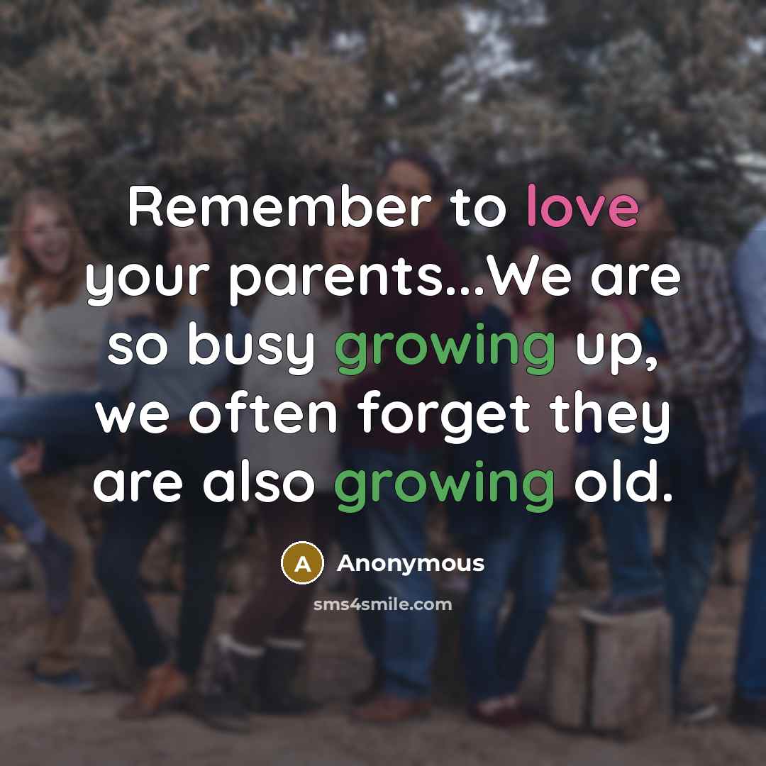 “Remember to love your parents...We are so busy growing up, we often forget they are also growing old.” quote by Anonymous