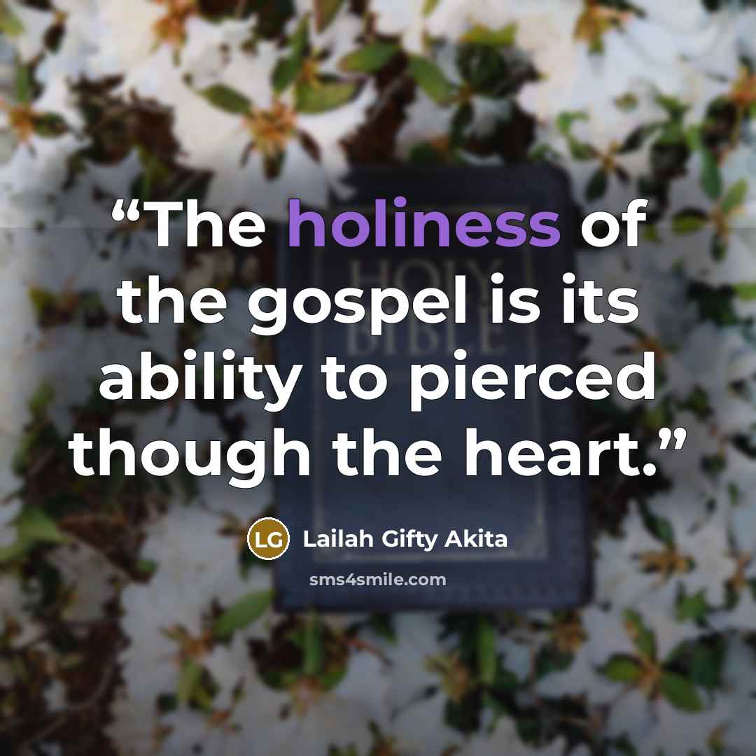 “The holiness of the gospel is its ability to pierced though the heart.” quote by Lailah Gifty Akita