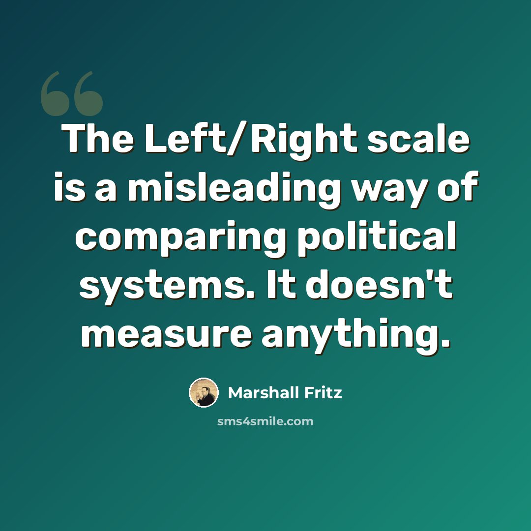 “The Left/Right scale is a misleading way of comparing political systems. It doesn't measure anything.” quote by Marshall Fritz