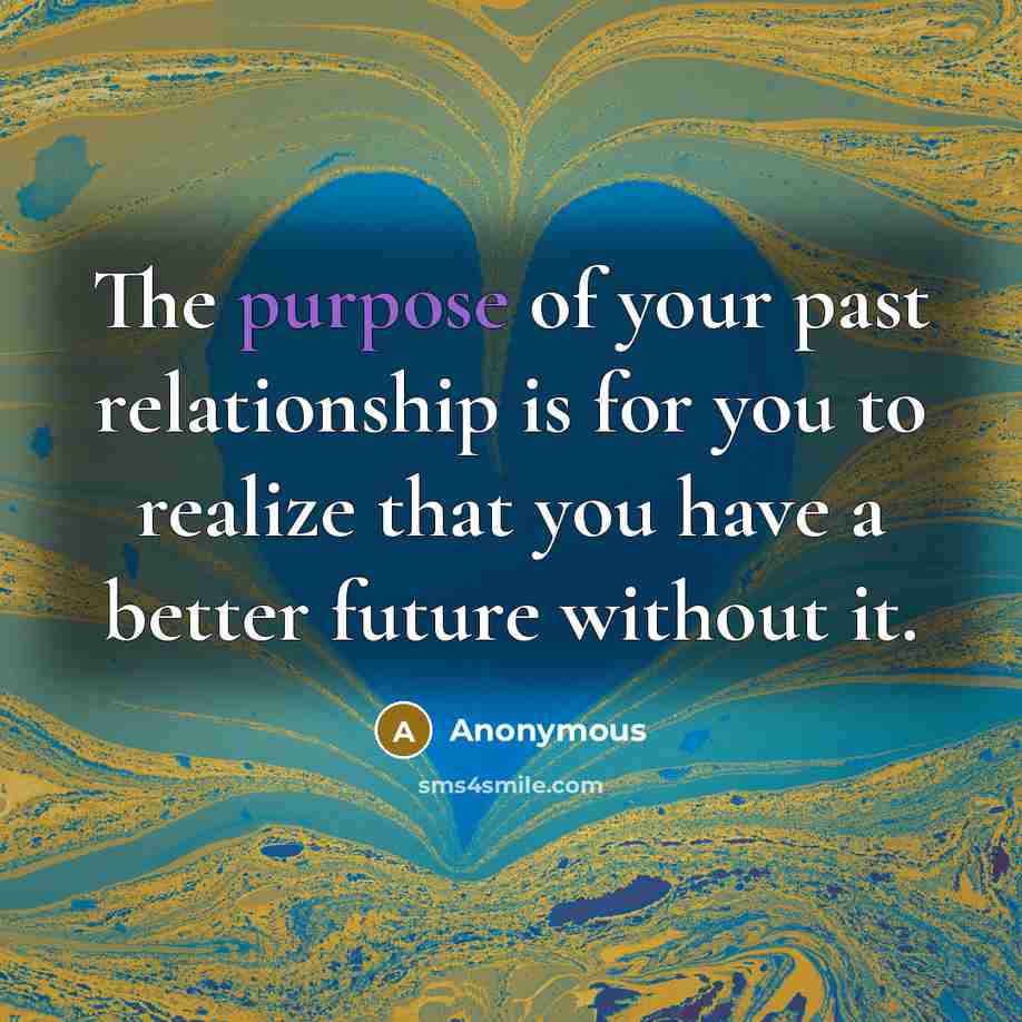 “The purpose of your past relationship is for you to realize that you have a better future without it.” quote by Anonymous