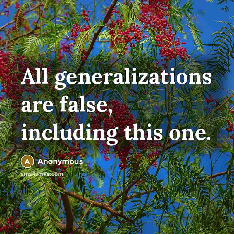 “All generalizations are false, including this one.” quote by Anonymous