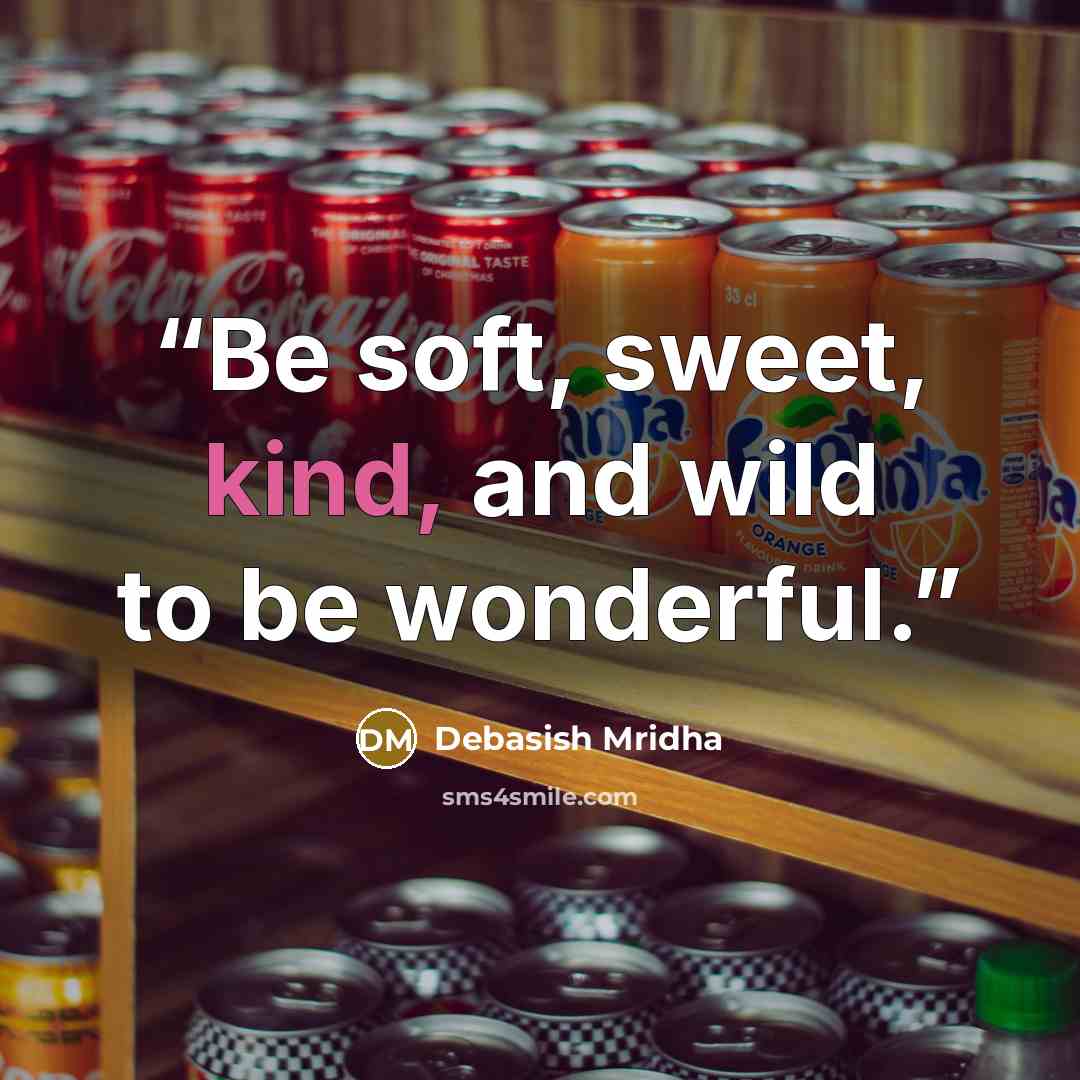 “Be soft, sweet, kind, and wild to be wonderful.” quote by Debasish Mridha