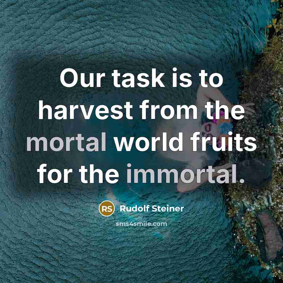 “Our task is to harvest from the mortal world fruits for the immortal.” quote by Rudolf Steiner