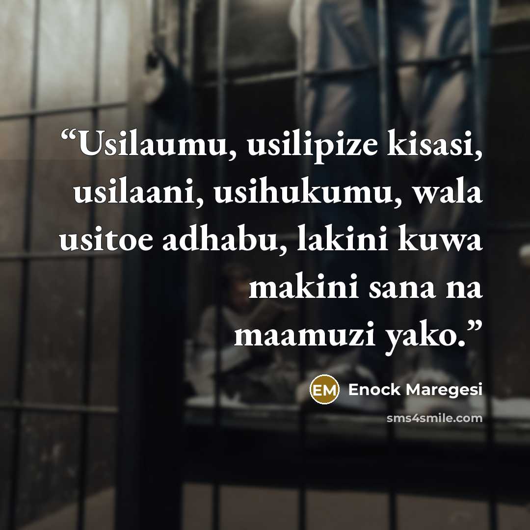 “Usilaumu, usilipize kisasi, usilaani, usihukumu, wala usitoe adhabu, lakini kuwa makini sana na maamuzi yako.” quote by Enock Maregesi