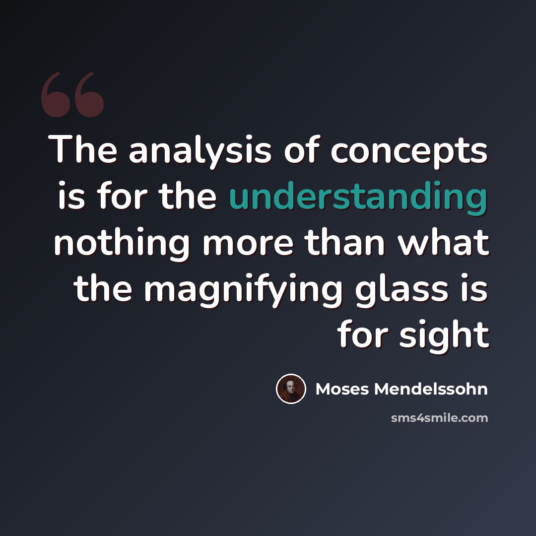 “The analysis of concepts is for the understanding nothing more than what the magnifying glass is for sight” quote by Moses Mendelssohn