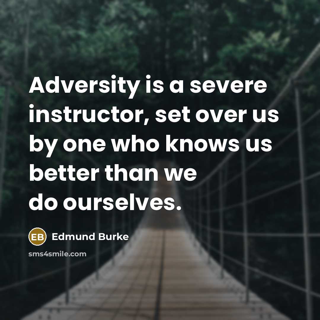 “Adversity is a severe instructor, set over us by one who knows us better than we do ourselves.” quote by Edmund Burke