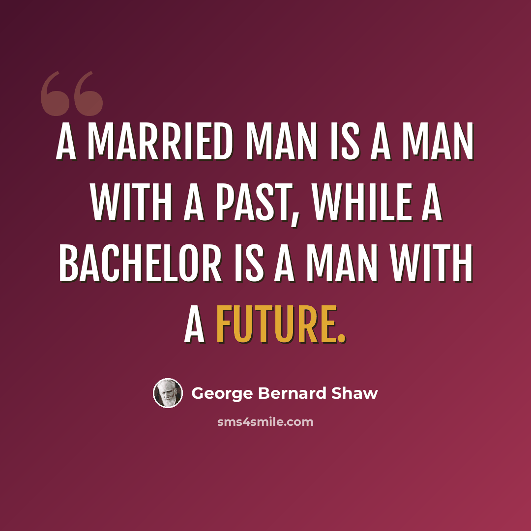 “A married man is a man with a past, while a bachelor is a man with a future.” quote by George Bernard Shaw