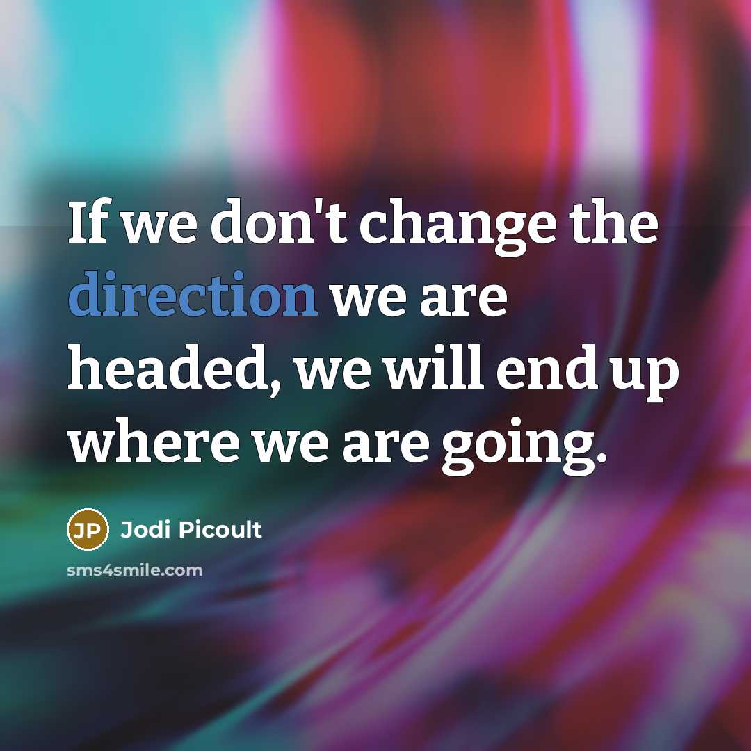 “If we don't change the direction we are headed, we will end up where we are going.” quote by Jodi Picoult