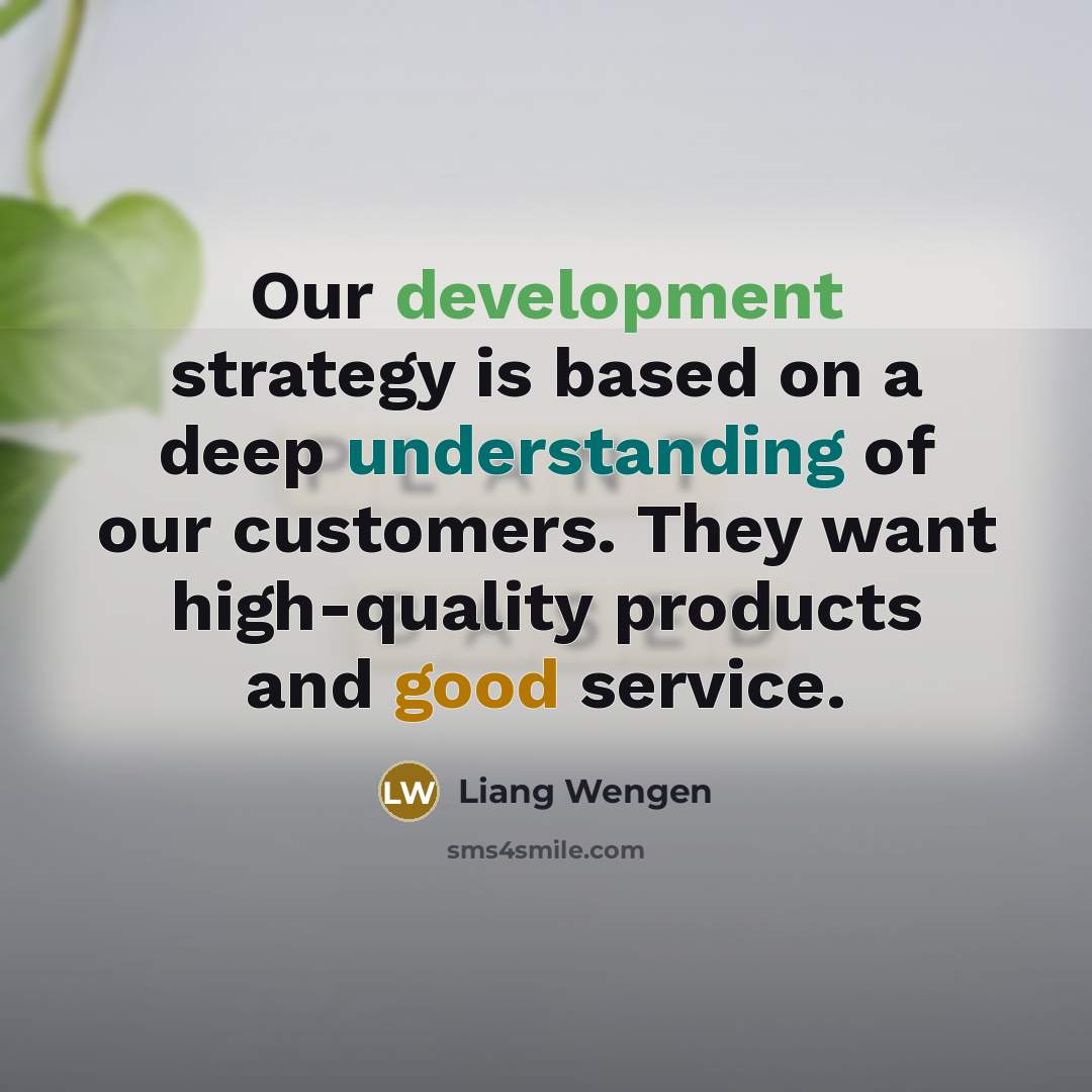 “Our development strategy is based on a deep understanding of our customers. They want high-quality products and good service.” quote by Liang Wengen