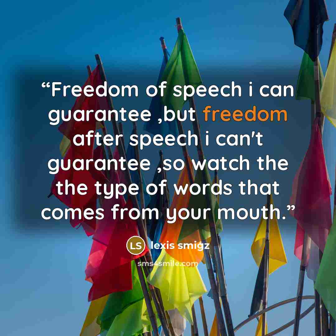 “Freedom of speech i can guarantee ,but freedom after speech i can't guarantee ,so watch the the type of words that comes from your mouth.” quote by lexis smigz