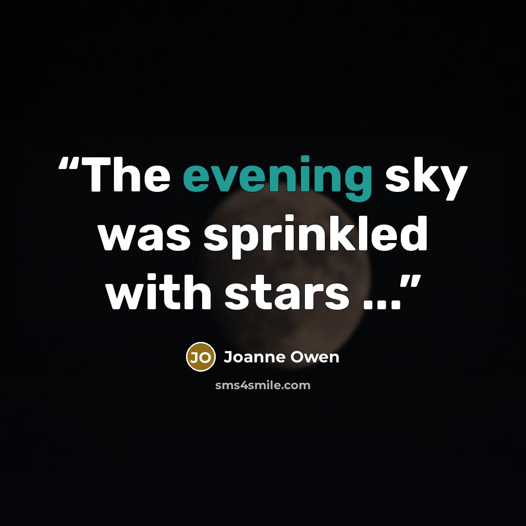 “The evening sky was sprinkled with stars ...” quote by Joanne Owen