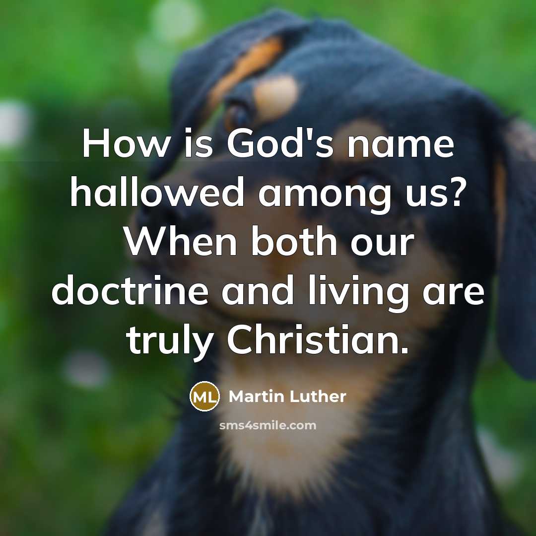 “How is God's name hallowed among us? When both our doctrine and living are truly Christian.” quote by Martin Luther