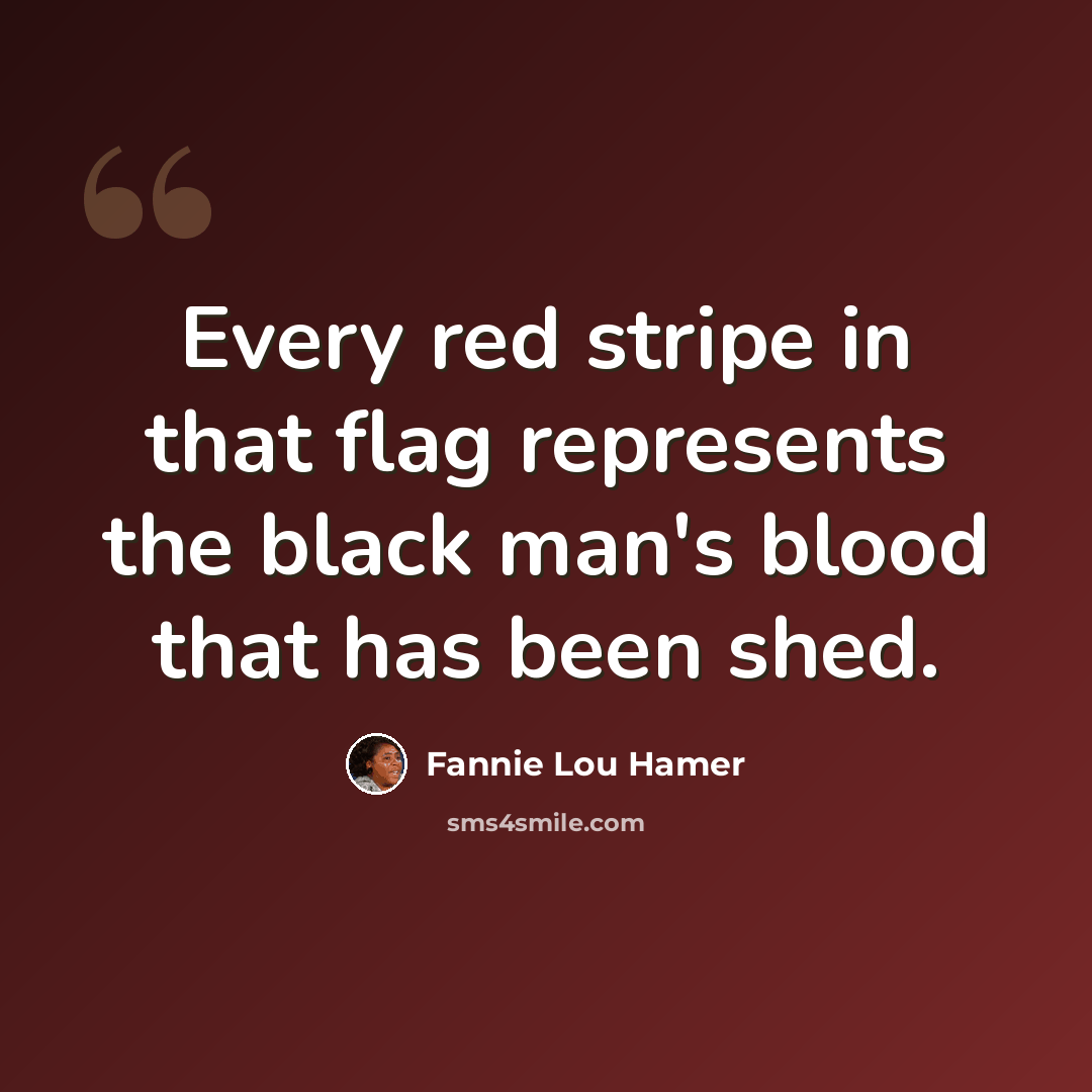 “Every red stripe in that flag represents the black man's blood that has been shed.” quote by Fannie Lou Hamer