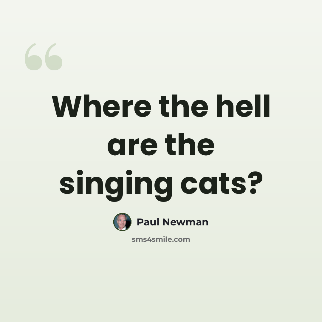 “Where the hell are the singing cats?” quote by Paul Newman