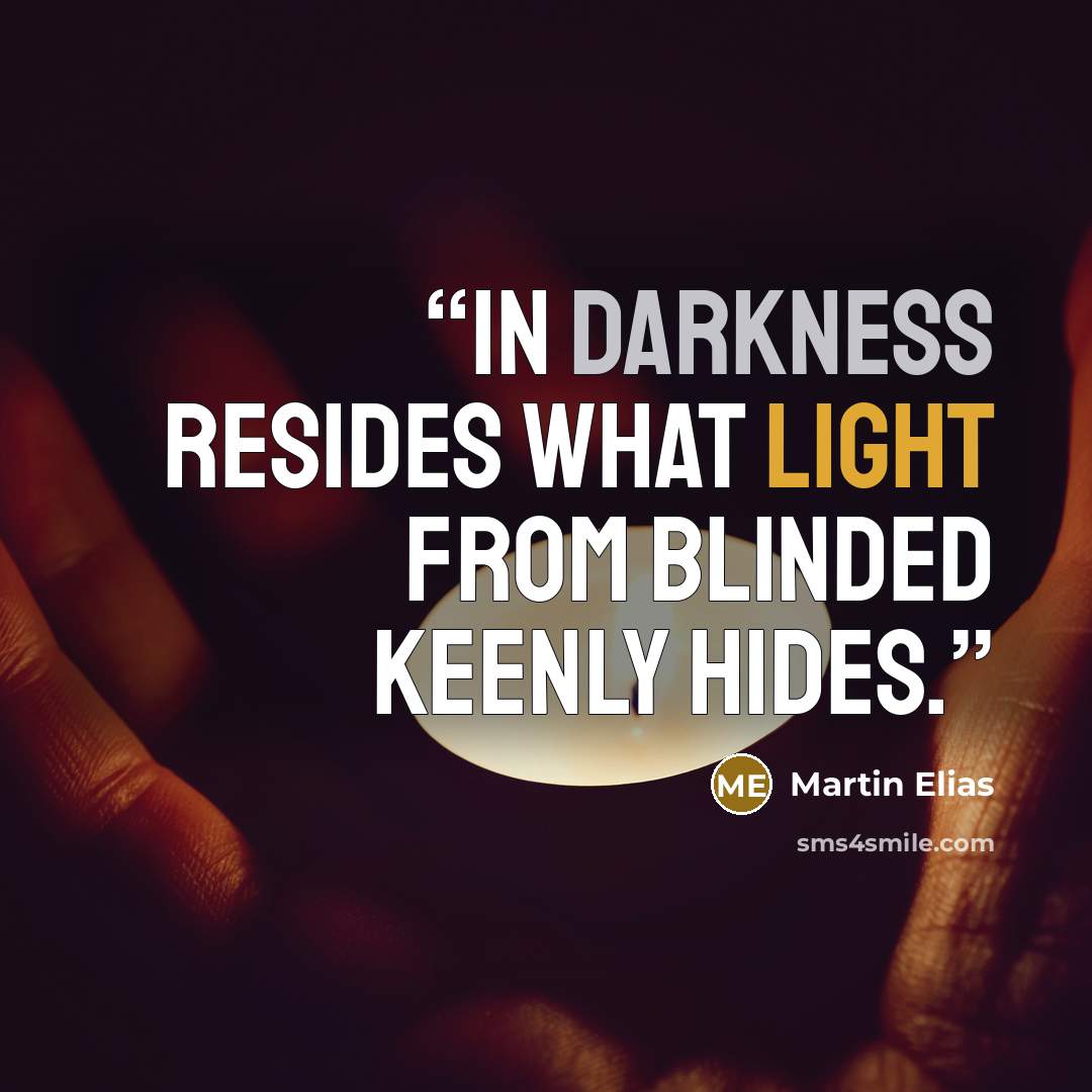 “In darkness resides what light from blinded keenly hides.” quote by Martin Elias