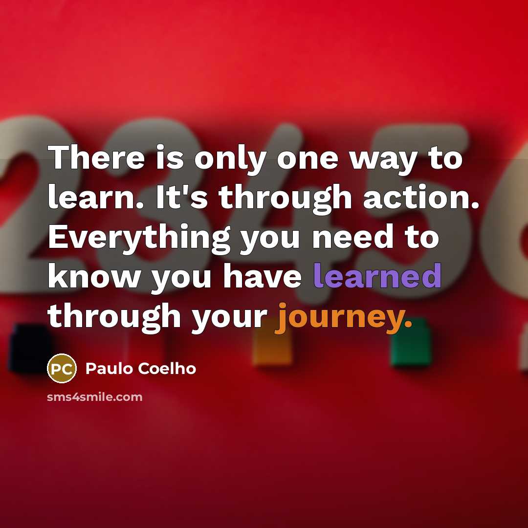 “There is only one way to learn. It's through action. Everything you need to know you have learned through your journey.” quote by Paulo Coelho