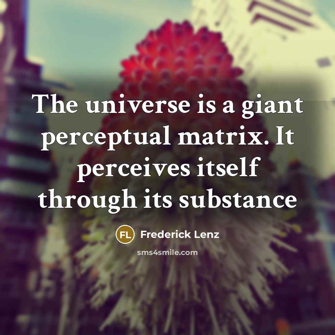 “The universe is a giant perceptual matrix. It perceives itself through its substance” quote by Frederick Lenz