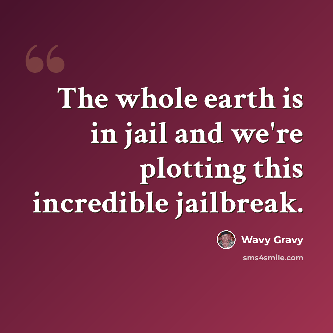 “The whole earth is in jail and we're plotting this incredible jailbreak.” quote by Wavy Gravy
