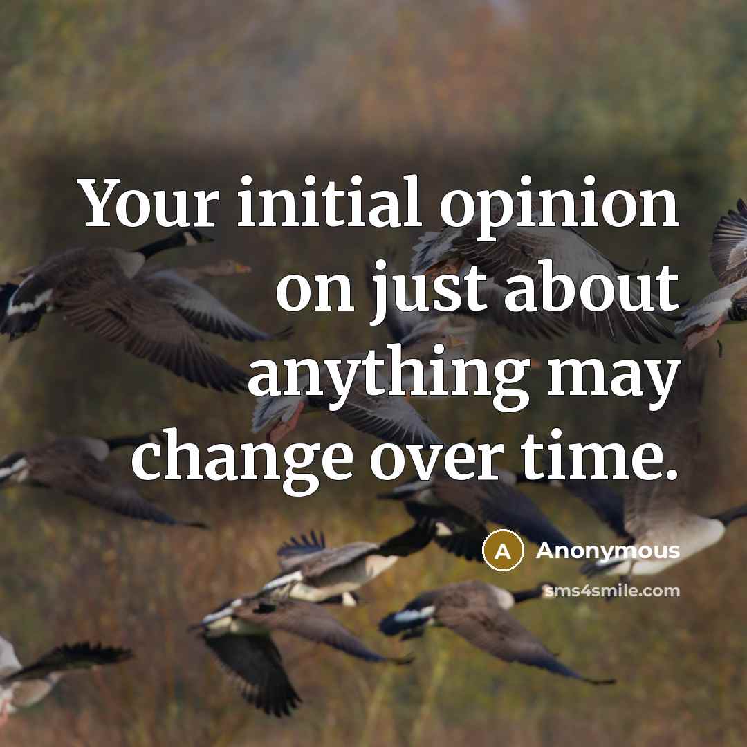 “Your initial opinion on just about anything may change over time.” quote by Anonymous