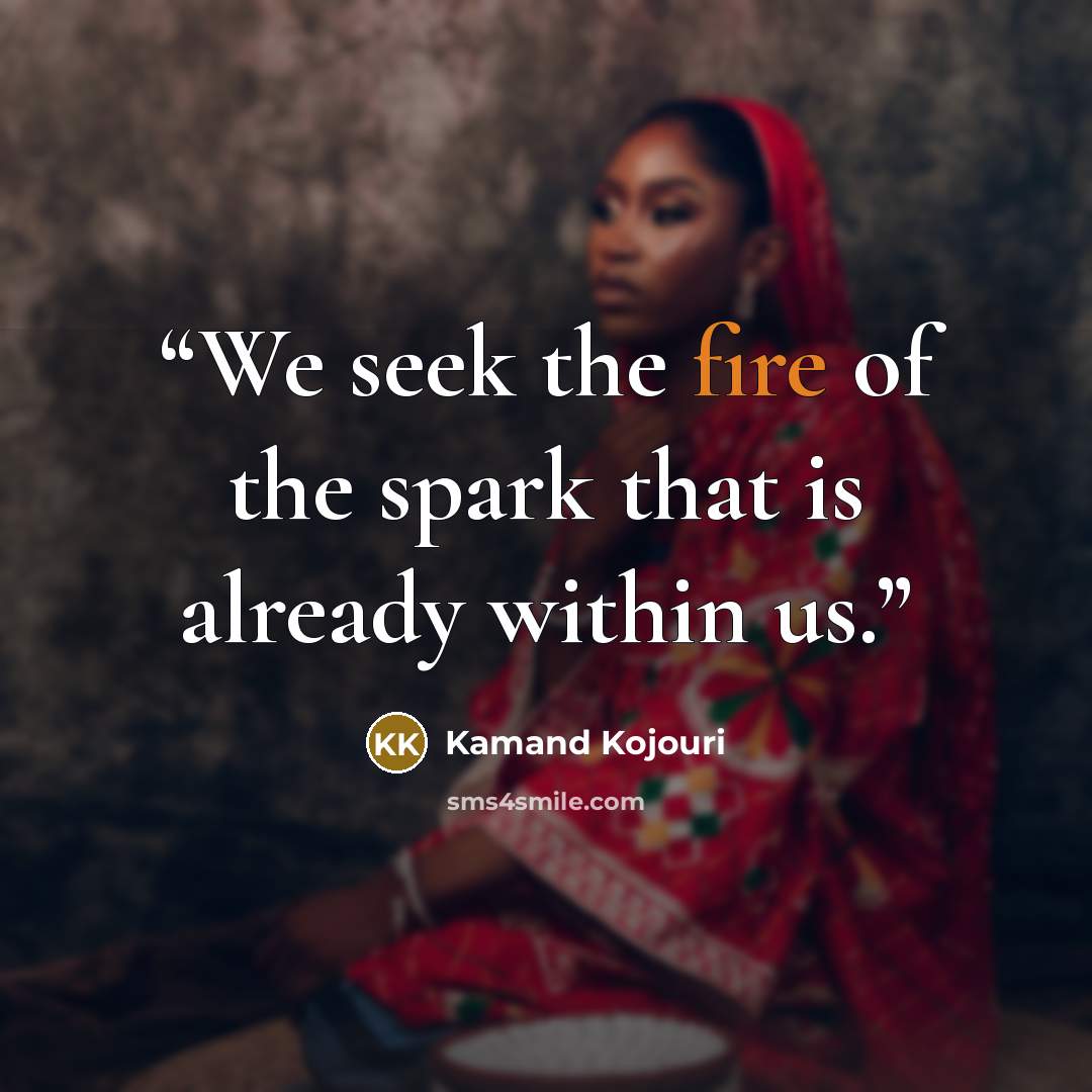 “We seek the fire of the spark that is already within us.” quote by Kamand Kojouri