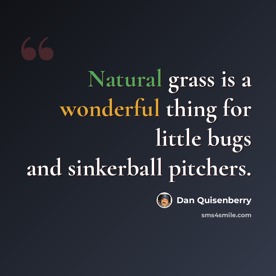 “Natural grass is a wonderful thing for little bugs and sinkerball pitchers.” quote by Dan Quisenberry