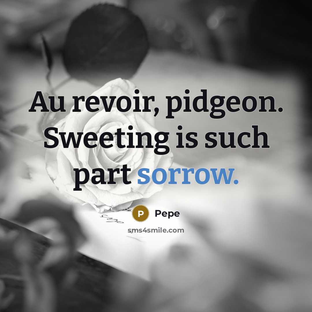 “Au revoir, pidgeon. Sweeting is such part sorrow.” quote by Pepe