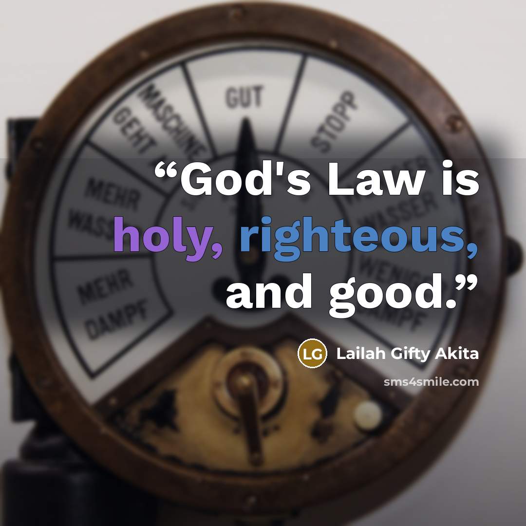 “God's Law is holy, righteous, and good.” quote by Lailah Gifty Akita