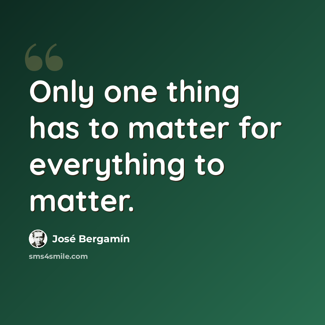 “Only one thing has to matter for everything to matter.” quote by Jose Bergamin