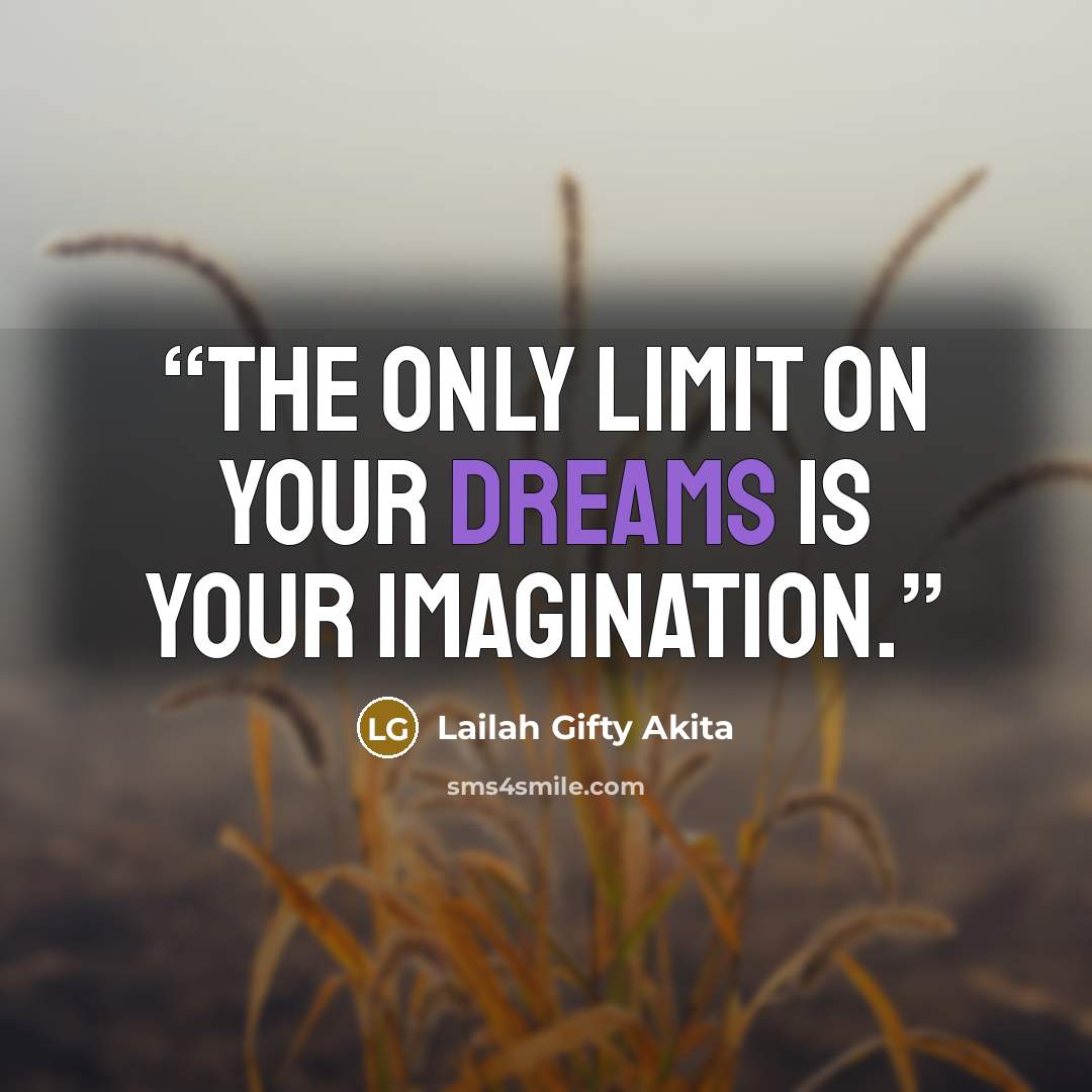 “The only limit on your dreams is your imagination.” quote by Lailah Gifty Akita
