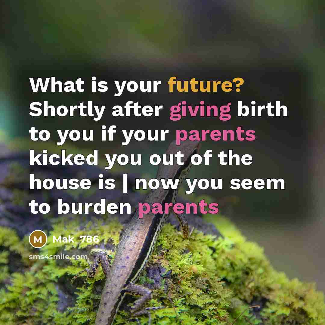 “What is your future? Shortly after giving birth to you if your parents kicked you out of the house is | now you seem to burden parents” quote by Mak_786